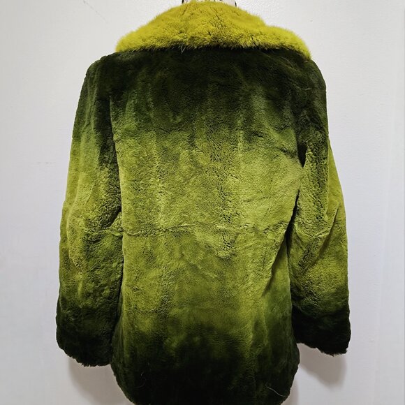 New Real Semi Sheared Mink Fur Jacket Coat Apple Grass Pine Forest Green No Fox - Picture 4 of 7